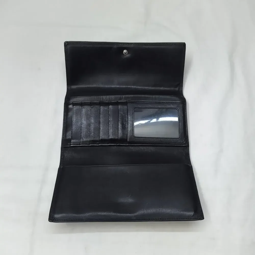 Coach Black Leather Credit Card ID Window Trifold Wallet